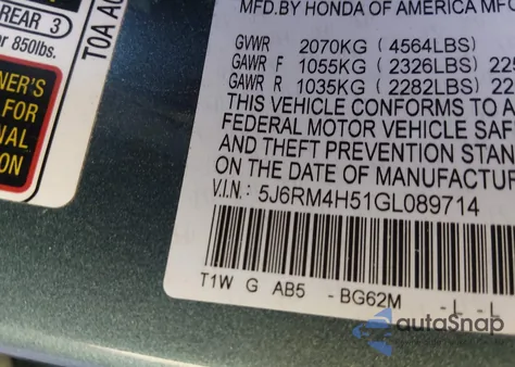 2016 Honda Cr-V Ex из США, поврежденный, VIN 5J6RM4H51GL089714